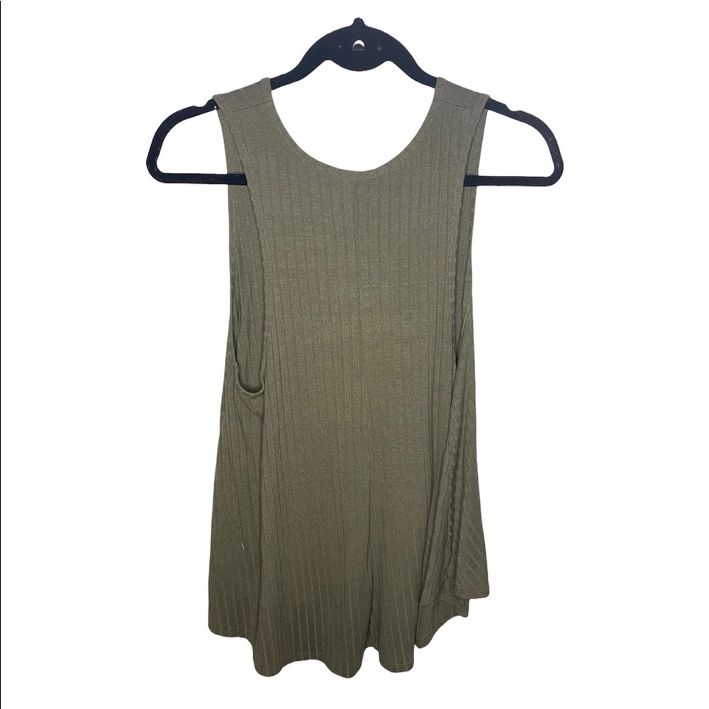 Arizona Jeans Co. Green Ribbed High Neck Flowy Top - Picture 2 of 3